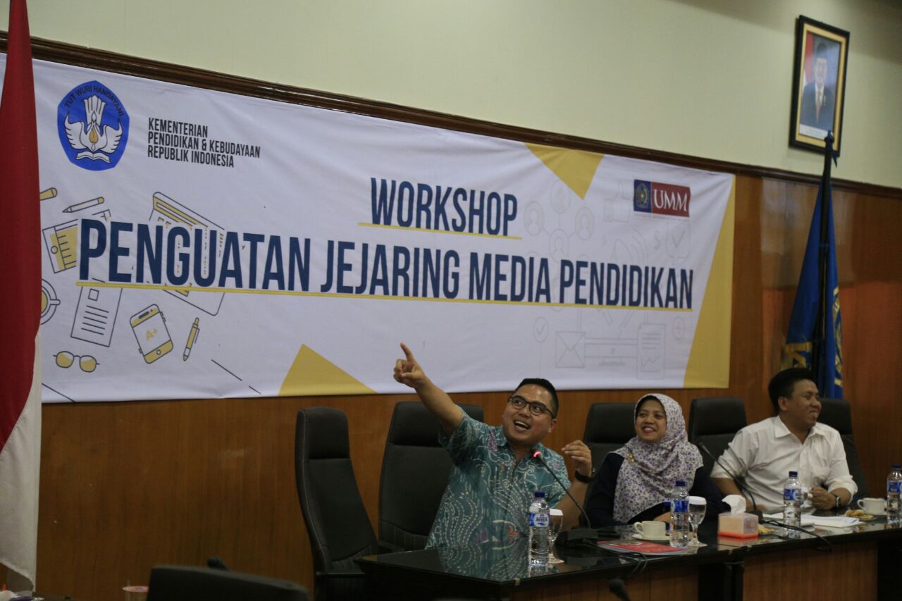 GAYENG: Suasana workshop penguatan jejaring media pendidikan yang diadakan UMM dan Kemdikbud. PARA